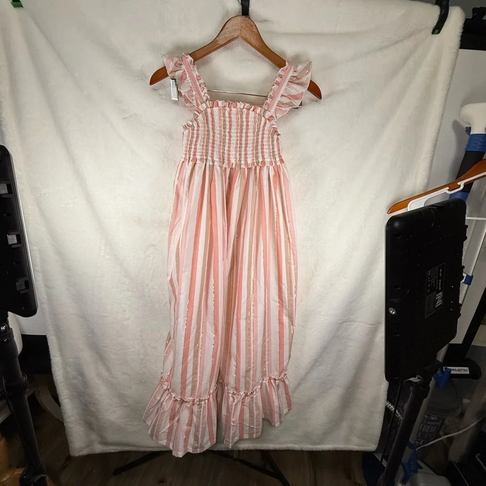 Haute Hippie Cute dress girls Kids Style Girls Dress Pink Striped Size 12 NWT